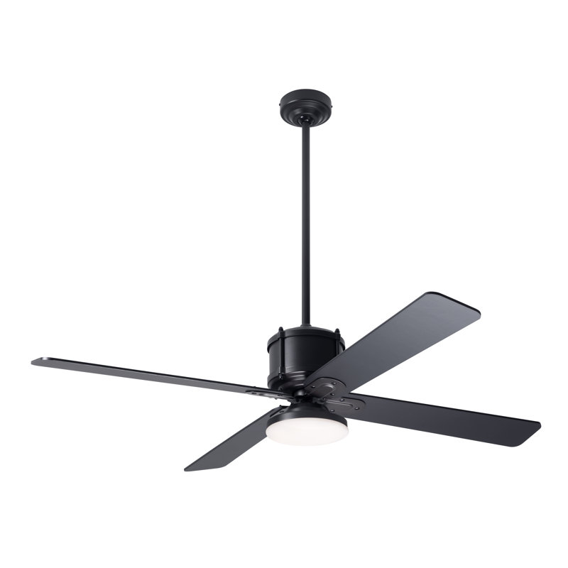 Industry LED Downrod Ceiling Fan, Dark Bronze, Wall/Remote Combo Control, Black