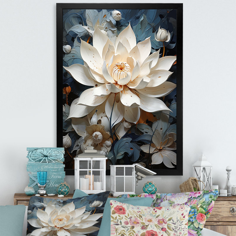 «Serenity Blossum Lotus I» sur toile, H 20 po x l 12 po x P 1 po, Cadre simple noir