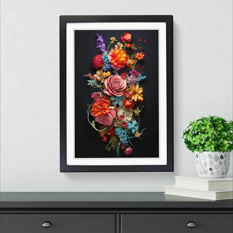 Floral Conceptual - Single Picture Frame Print on Wood, Black, 34cm H x 25cm W x 2cm D