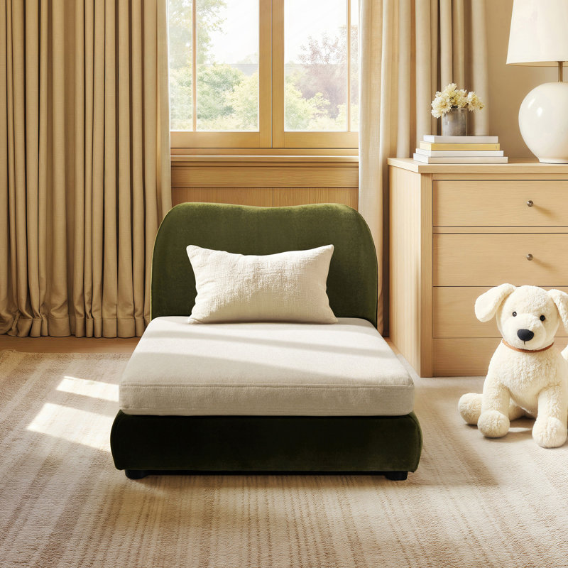 Lit pour animal de compagnie romain rembourré en velours vert olive pour chien ou chat