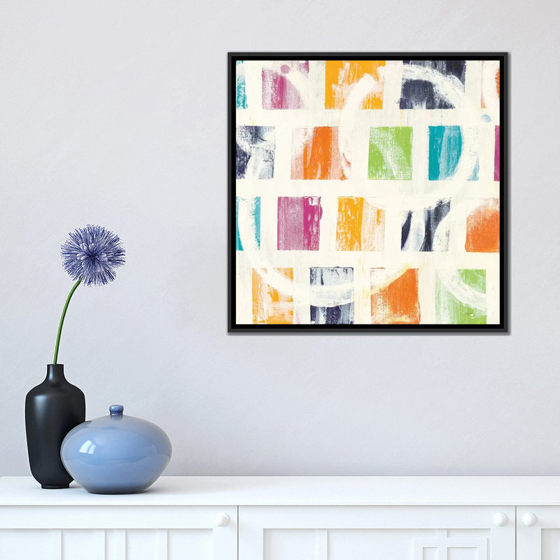 «Color Block II», reproduction d'art sur toile, H 26 po x l 26 po x P 1,5 po, Toile avec cadre noir, Pas de tapis