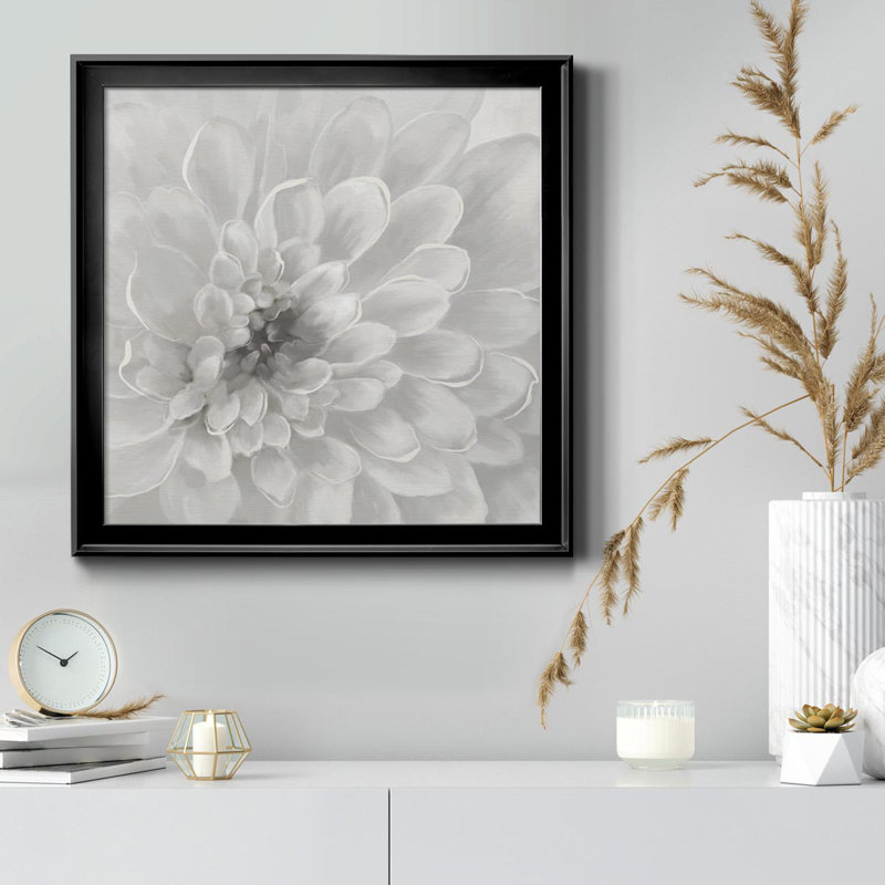 Dahlia - Peinture sur toile encadrée, Cadre noir, H 30,5 po x l 30,5 po x P 1,5 po