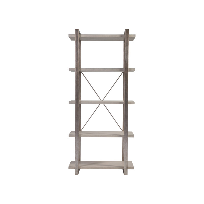 Industrial Soiree Etagere with Antiqued Silver Leaf and Light Gray Oak Shelves