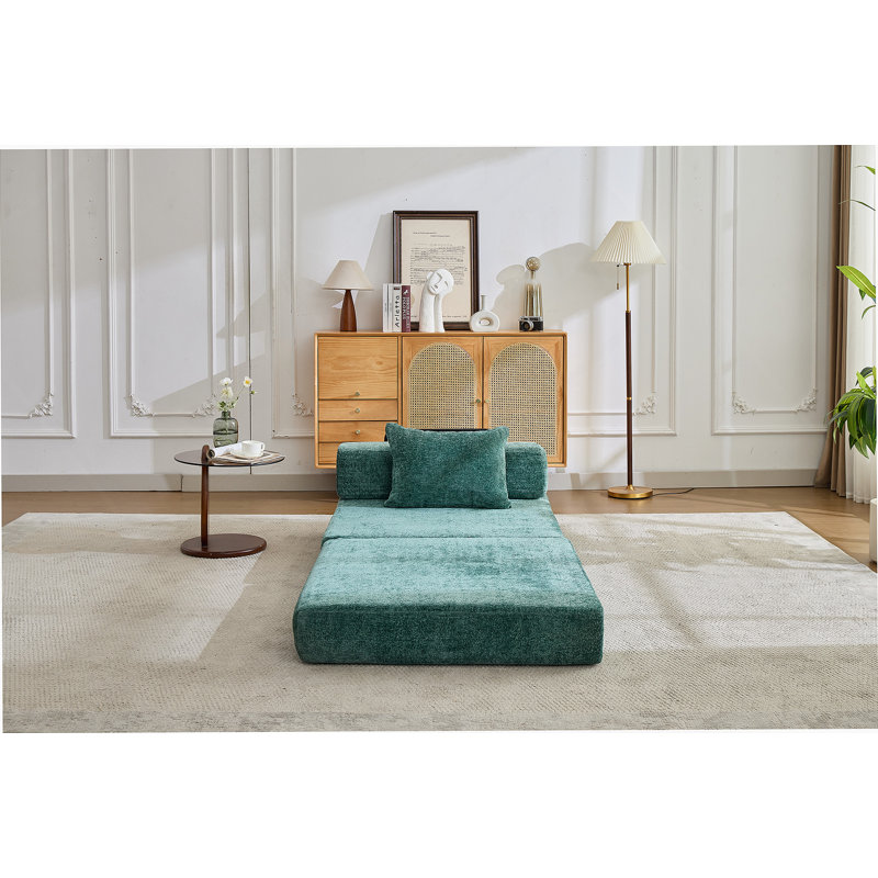 Convertible Compression Floor Sofa Bed With Fixed - Shape Frame, Single Seater Boneless Modular Sectional, No Assembly Needed, Ideal For Multiple Spaces