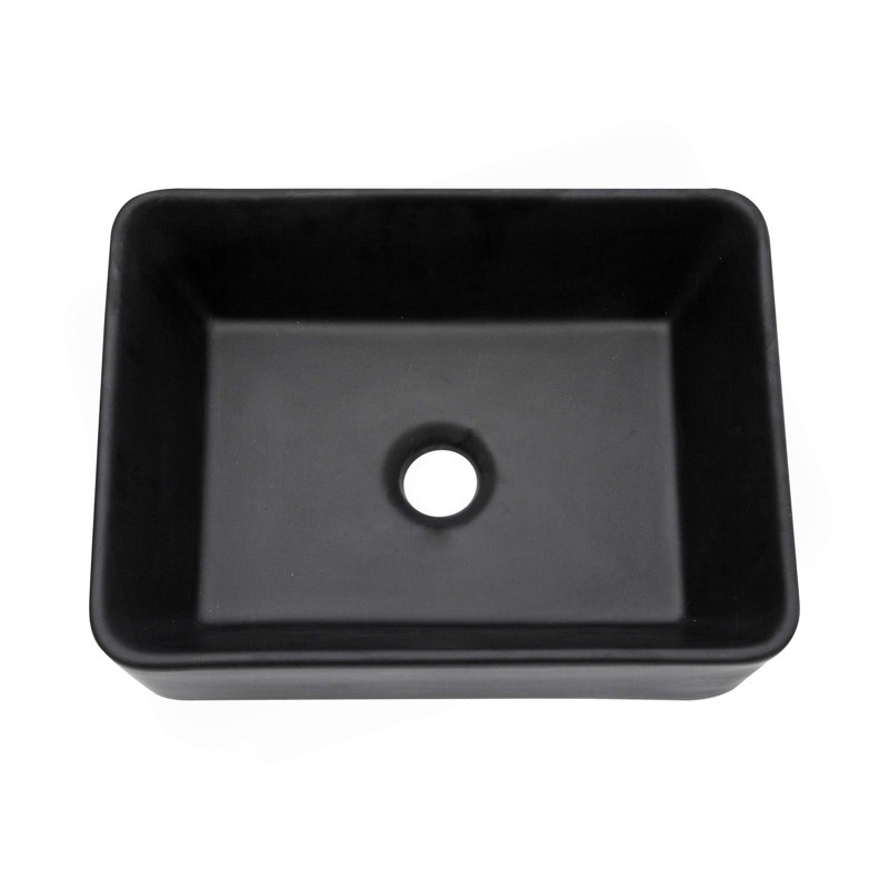 16"x12" Black Ceramic Rectangular Vessel Bathroom Sink