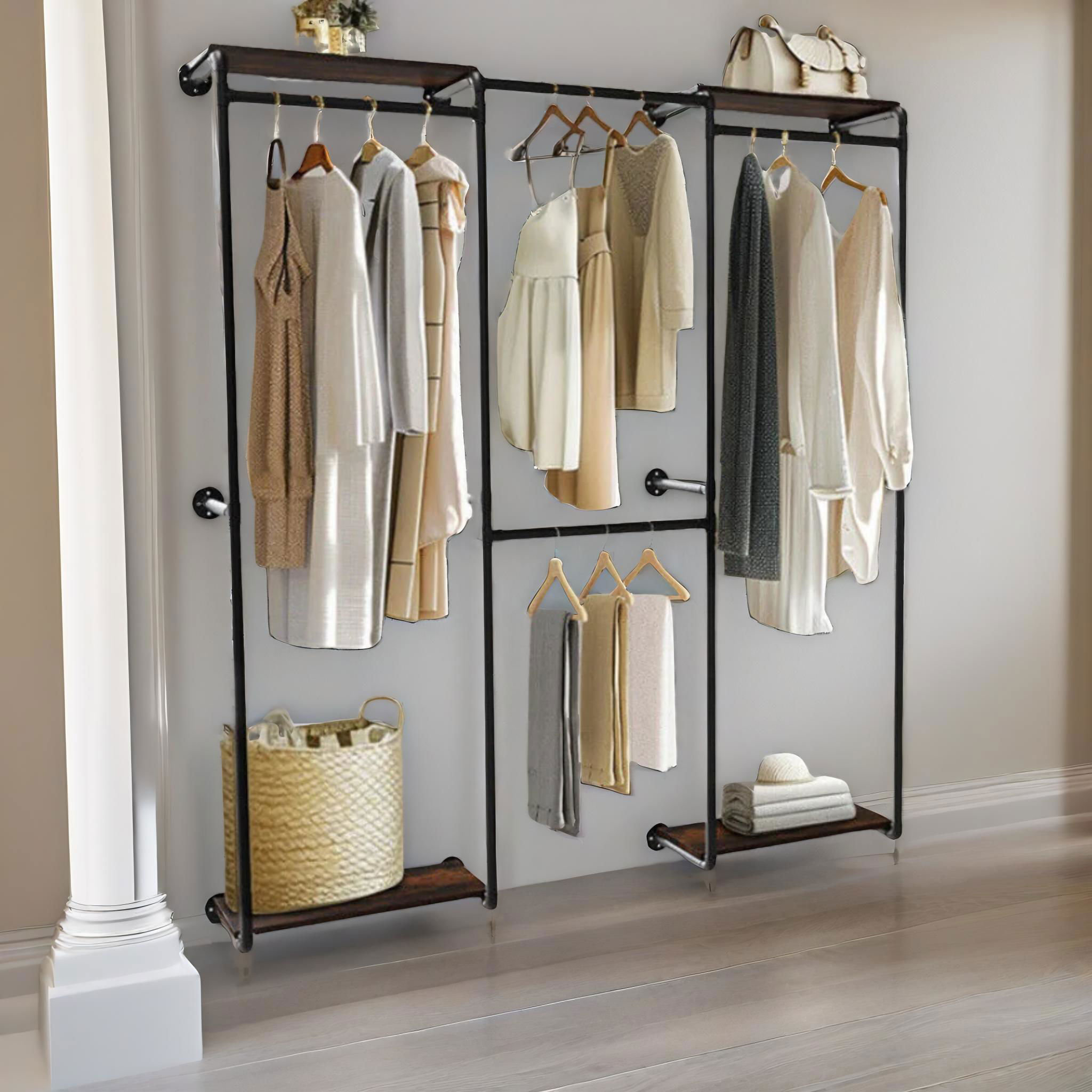 Wardrobe Wall Shelf Clothes Rack Closet Easy Home Garment Rack