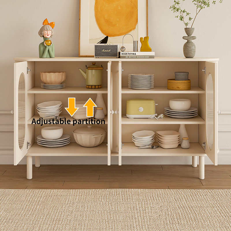 Armoire de rangement minimaliste de couleur crème, 35.43" H x 55.12" W x 13.78" D