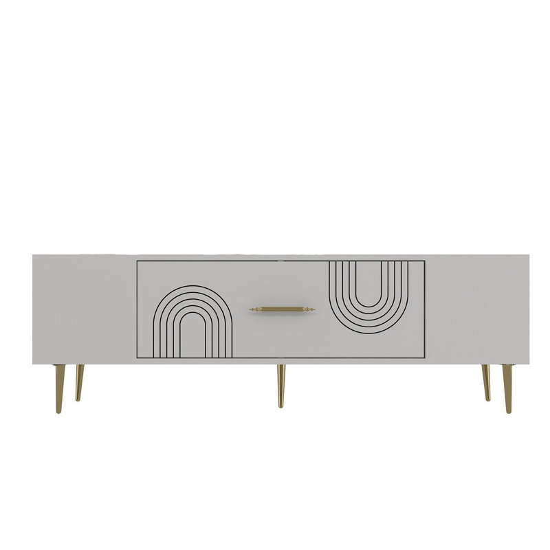 Olivia Unfinished TV Stand, 150cm, White/Gold