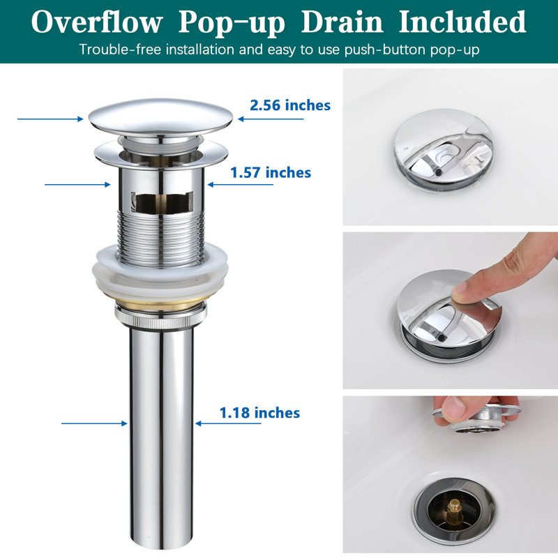 2-handle Bathroom Faucet with Drain Assembly, Chrome