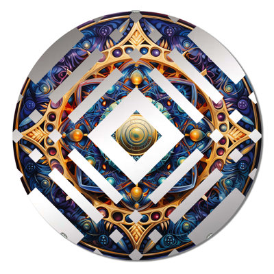 Miroir décoratif rétro à motif floral mandala floral doré