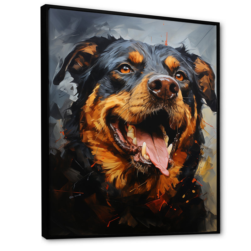 " Rottweiler Resilience " Print, Black Floater Framed, 44" H x 34" W x 1.5" D