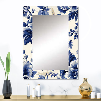 Levine Regal bleu cobalt damassé motif victorien Ii - miroir décoratif floral