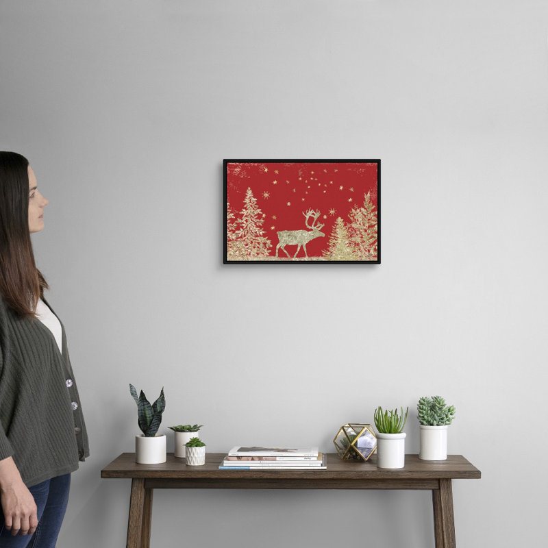 Reproduction d’art sur toile dorée, 14" H x 20" W x 1.75" D, Cadre noir