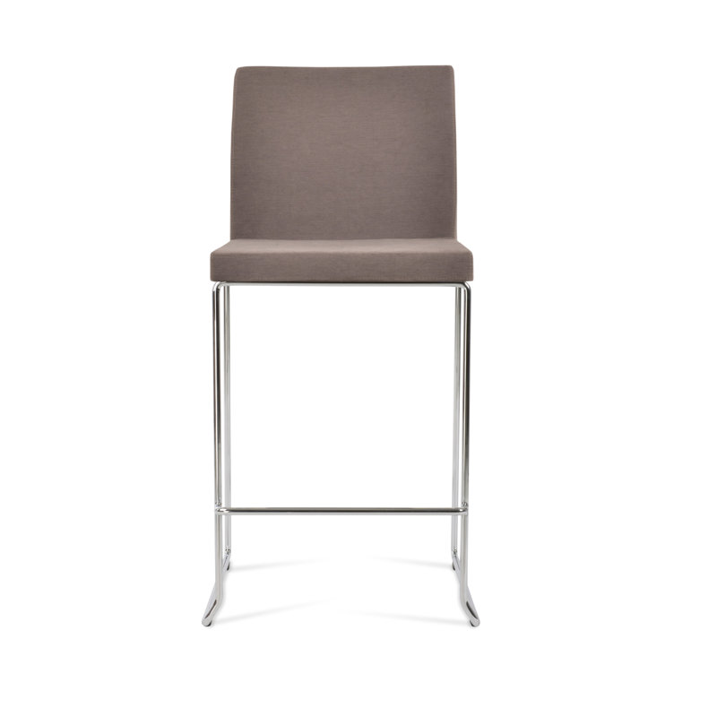 Tabouret de bar et de comptoir empilable en laine Aria, Moka, Chrome, Tabouret de comptoir (siège d’une hauteur de 24