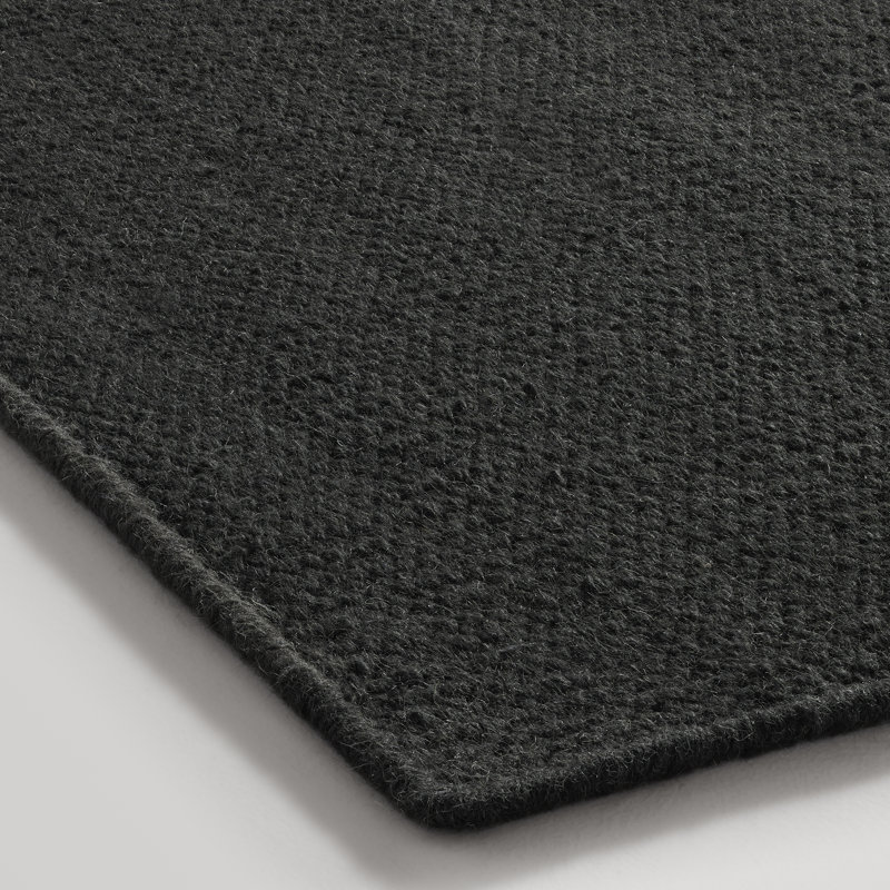 Light Between Wool Striped Area Rug in Charcoal/Ivory, Rectangle 8' x 10'