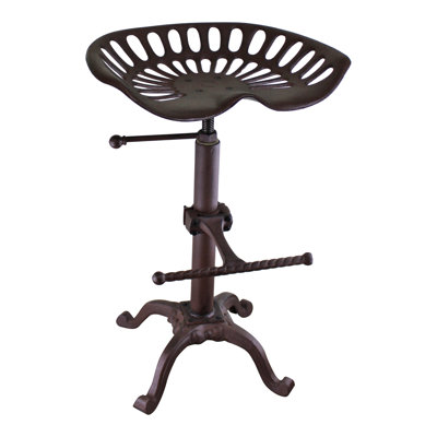 Deherrera Swivel Iron Adjustable Height Bar Stool with Iron Frame