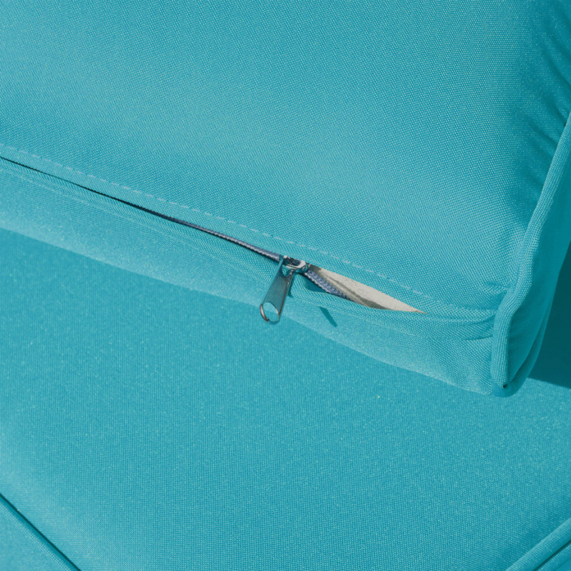 Ensemble de conversation d'extérieur avec coussins et repose-pieds, Coussin bleu / cadre brun