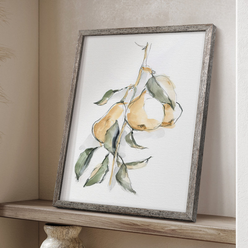 «Watercolor Fruit Contour I», reproduction encadrée - bois massif, H 15 po x l 12 po