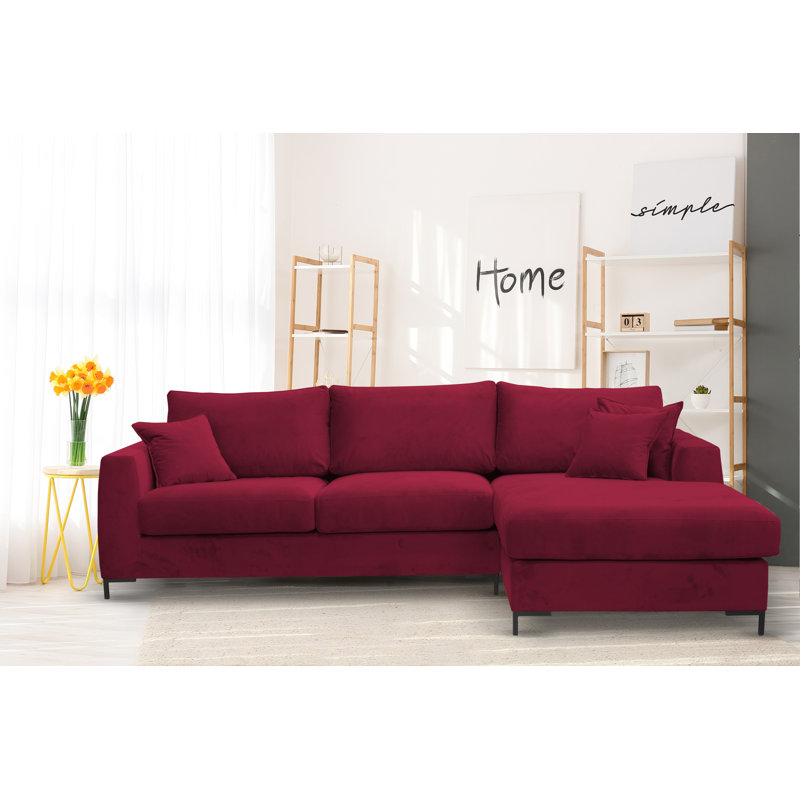 Inwood 4 Seater Corner Sofa , Red 100 % polyester, Right Hand Facing