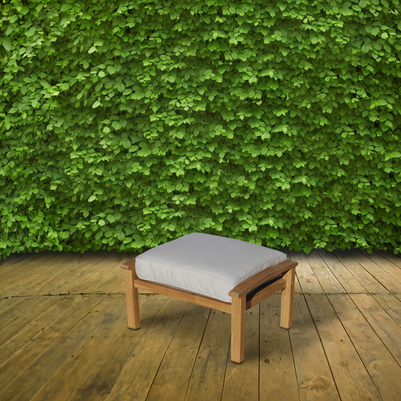 Repose-pieds d'extérieur en teck avec coussin Chancy