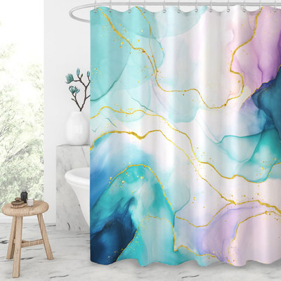 Isamara Abstract Shower Curtain with Hooks Included