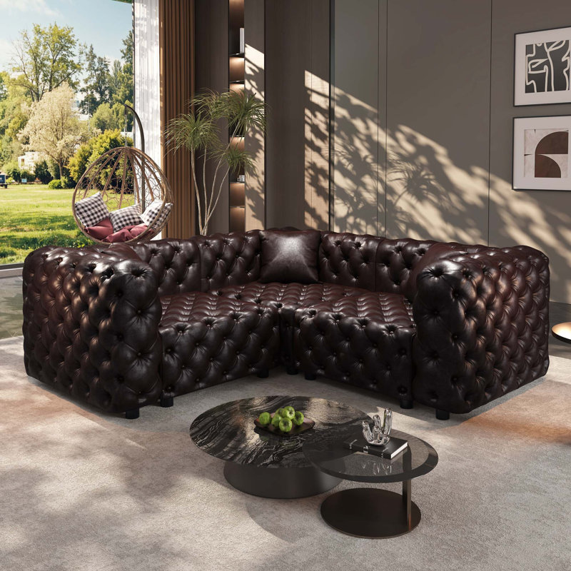 Canapé modulaire moderne avec capitonnage à boutons fait à la main