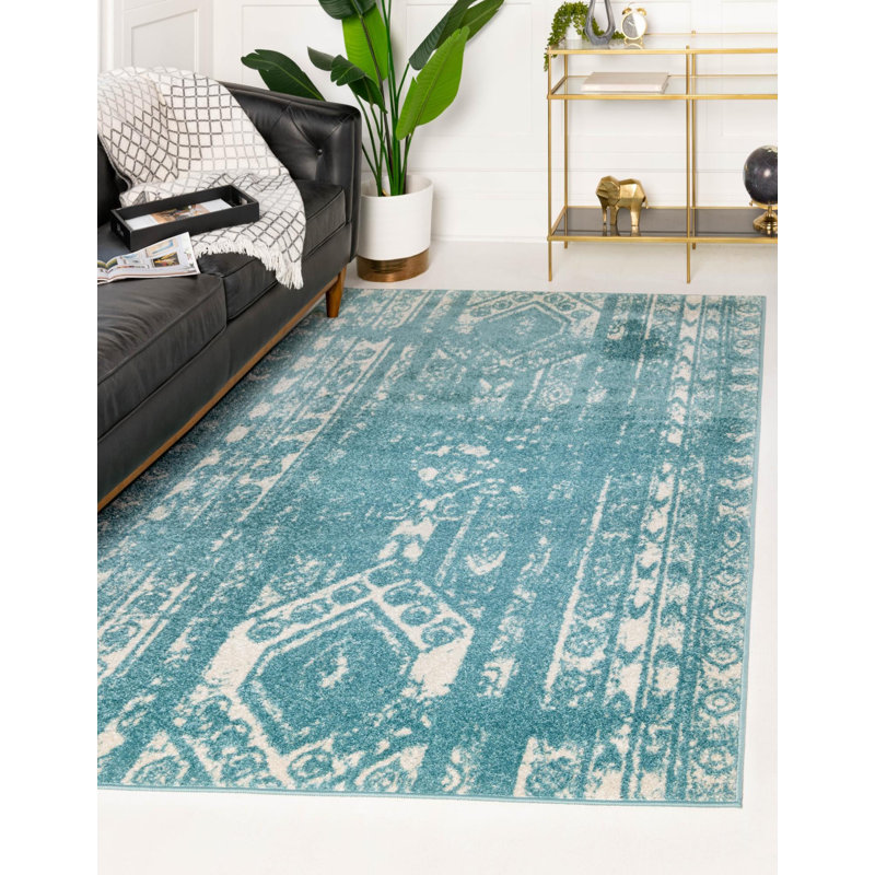 Tapis Lennon bleu clair, Rectangle 5 pi 3 po x 8 pi
