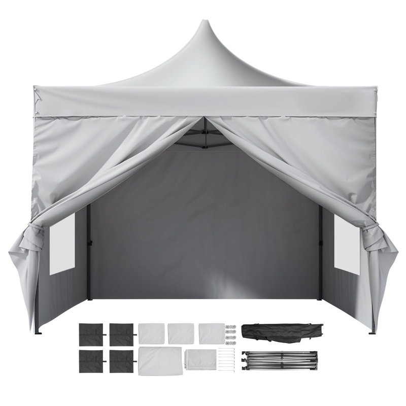 White 10x10ft Pop-Up Canopy Tent with Sidewalls and Bag