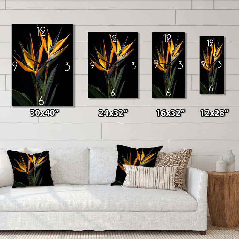 Birds Of Paradise Flowers I - Horloge murale florale, H 32 po x l 16 po x P 1 po