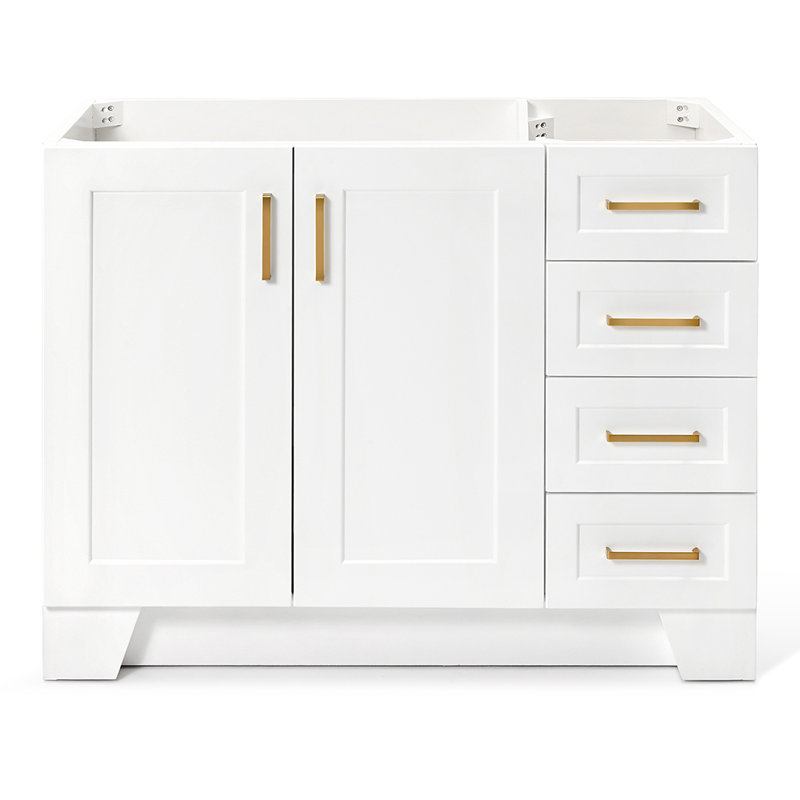 ARIEL TAYLOR 42 IN. LEFT OFFSET SINGLE SINK BASE CABINET IN GREY, White