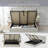 Velvet Upholstered Platform King Bed Frame with Hydraulic Lift Storage, Wide Headboard & Built-In Nightstands, Rose Gold X Legs, No Box Spring Needed - Cream-206300169-206300183