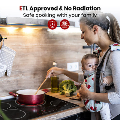 30 in. 4 Elements Electric Cooktop, Built-in Ceramic Glass Stove Top with Tri-Ring and Bridge Element, ETL Certified