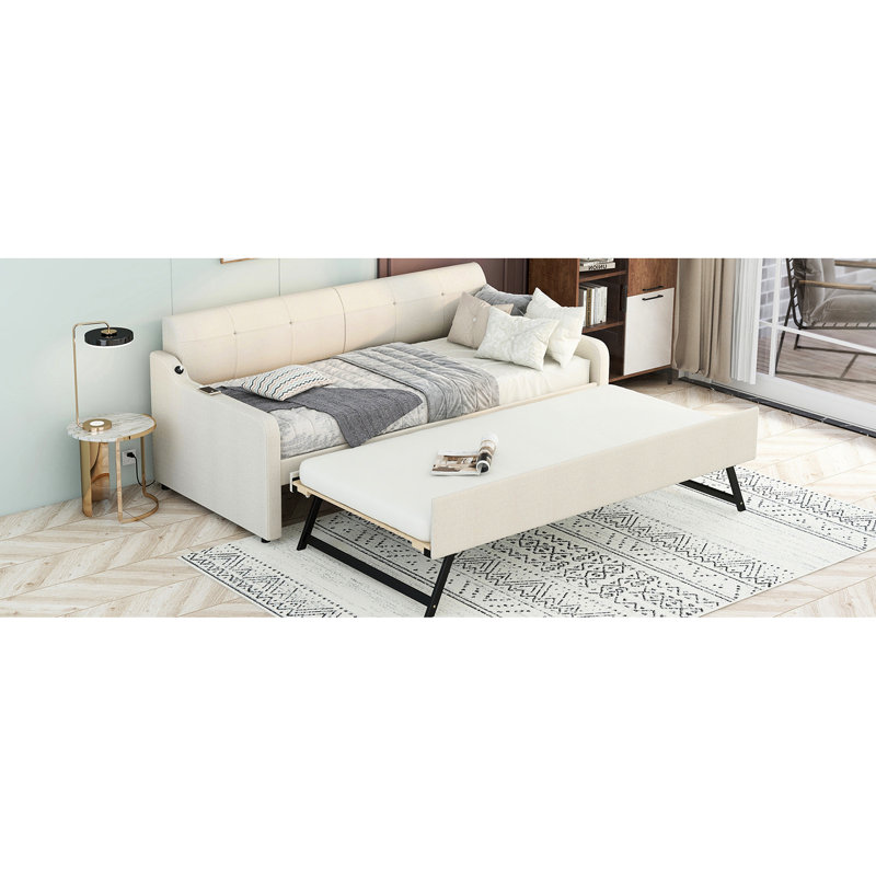 Lit de jour avec couchette Charging en beige - taille simple et teinte d'interface