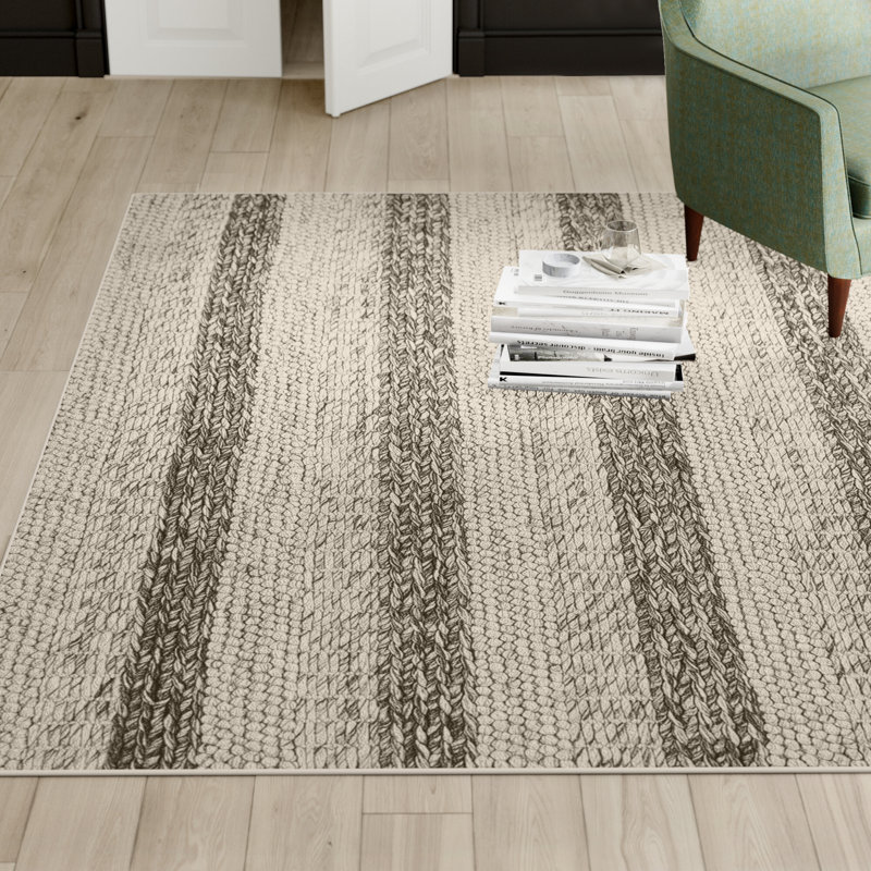 Tapis gris / blanc en laine touffeté à la main Mott Street