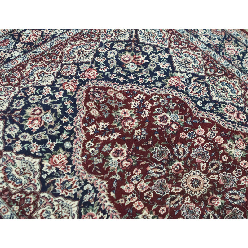 Tapis vin et bleu marine de haute qualité noué à la main