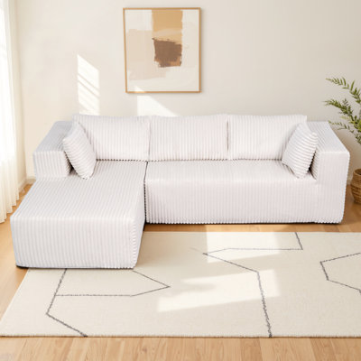 Corduroy Upholstery 105" Modular L-Shaped Memory Foam , Space In Compact Living Areas, Spring- And Static- Design, Comfortable All Comfort, Deformation, Vacuum For Convenient Storage, Easy To