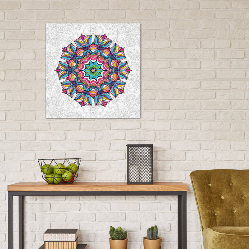 « art love passion mandala », impression, H 37 po x l 37 po x P 1,5 po, Toile avec cadre argenté