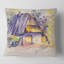 Carré, vieille maison blanche en bois à Country Side Village - Coussin décoratif à imprimé traditionnel-60159010