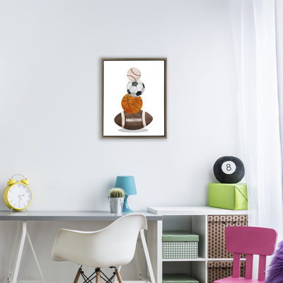 Sports Ball Bunch Floating Frame, design by Christine Simpson Art