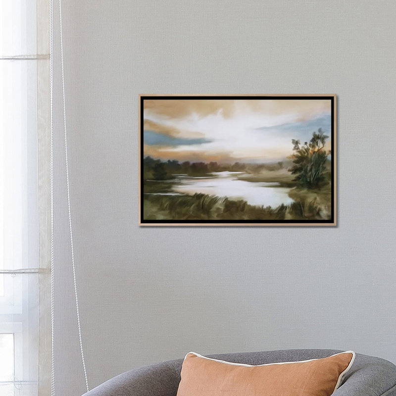 Print, 45.72 cm H x 66.04 cm W x 4.445 cm D, Natural Wood