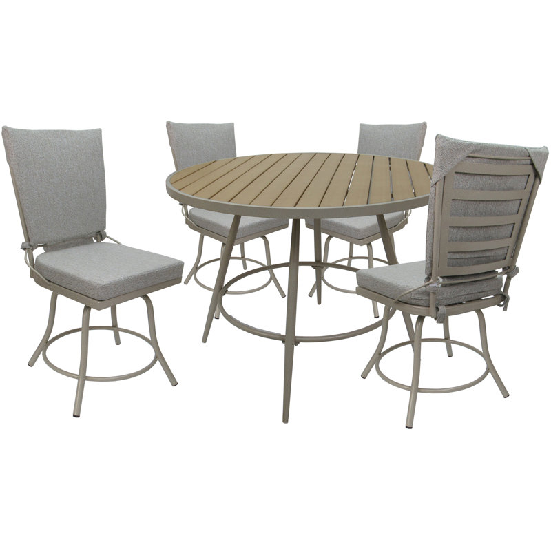 Ensemble repas d'extérieur 42 po Merrile, Structure beige / coussin blanc