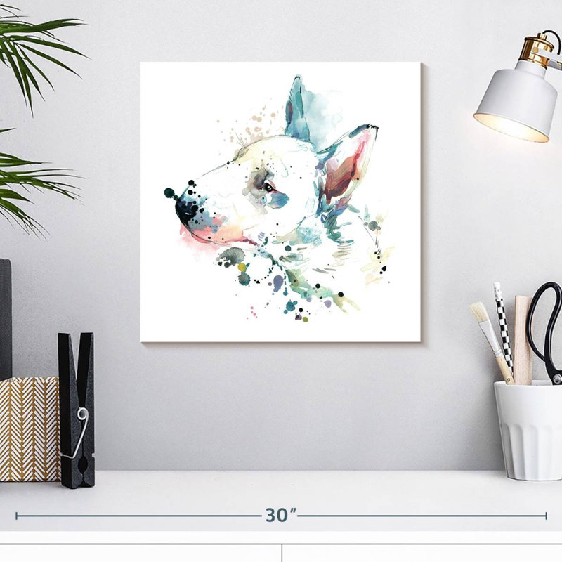 Crowle White Bull Terrier éclaboussures, H 16 po x l 16 po