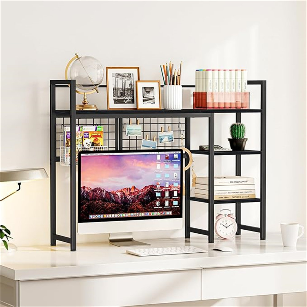 17 Stories Jaisiah Desk Shelf, 38.6 Desktop Organizer Shelf, Desk Hutch For Computer Monitor, 4 Tier Desktop Display Rack With... 