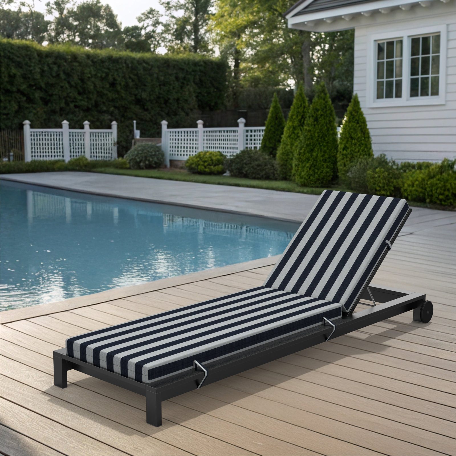 Lani Sunbrella Outdoor Chaise Lounge Cushion, Expressive Mist, 21" W x 50" D