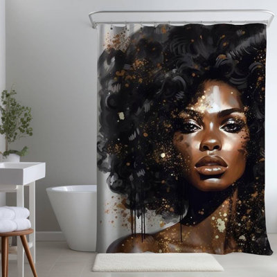 Shower Curtain FI97 – Polyester Shower Curtain, Dye Sublimation Print, 71" W × 74" L