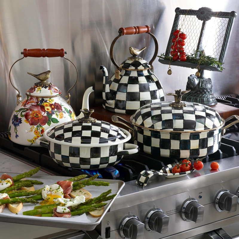 Courtly Check® 3 Quart Tea Kettle with Bird
