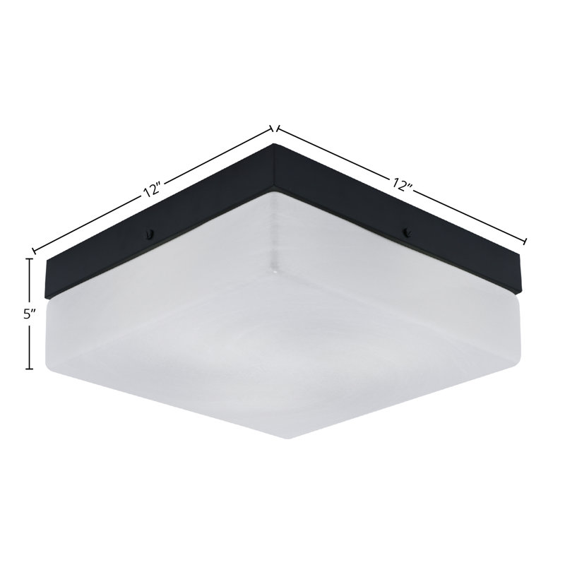 Plafonnier encastré 12 po, 3 ampoules, illustré avec verre, Noir mat, Blanc