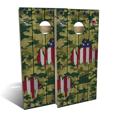 American Flag Camo Cornhole Board Set | Includes (2) Boards, (8) Bags & Optional Accessories