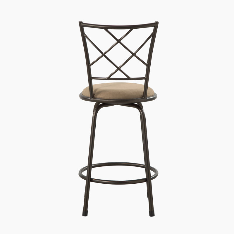 Tabouret de bar et de comptoir pivotant convertible moderne et contemporain en microfibre de 53 cm (21 po) avec pivotement à 360 degrés, hauteur réglable et cadre en fer (ensemble de 3)