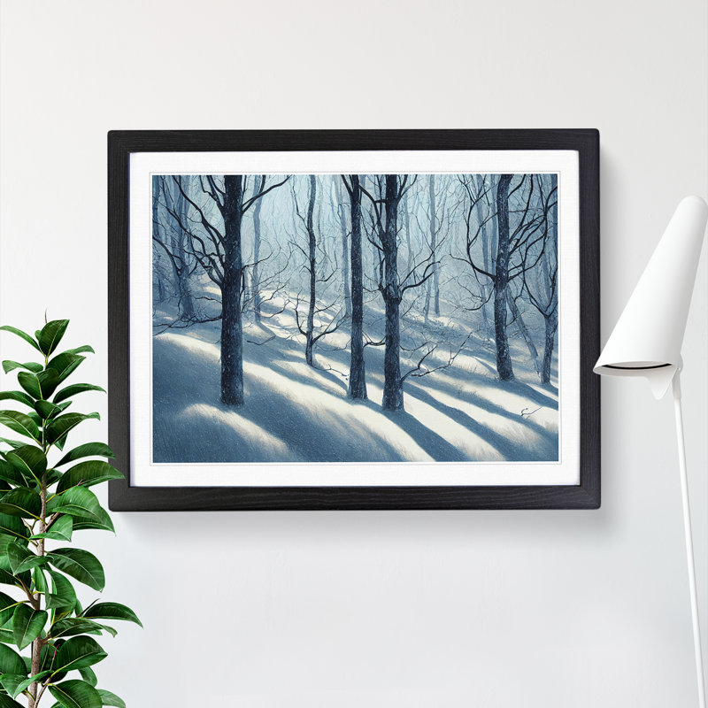 Revered Winter Forest - Single Picture Frame Painting, 46cm H x 64cm W x 2cm D, Black Framed